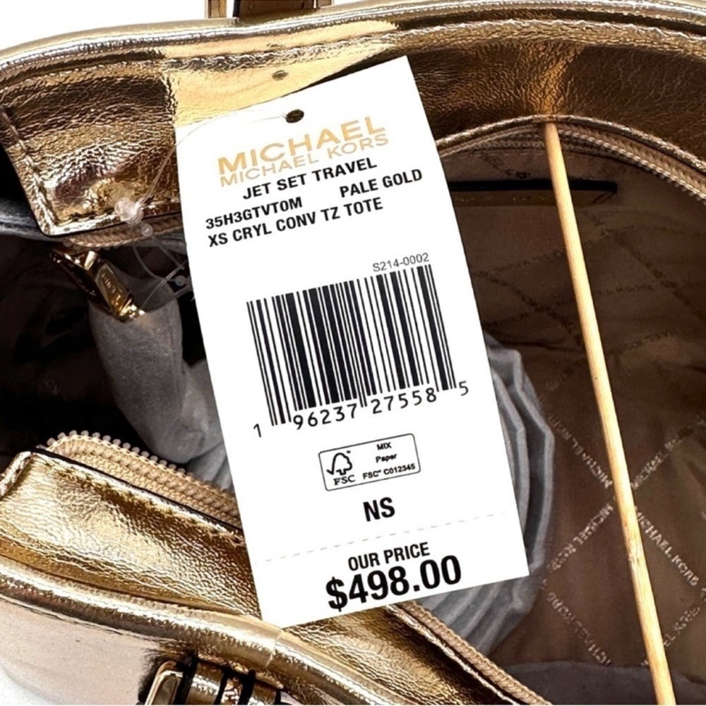 Michael Kors Jet Set Travel XS TZ Tote Bag Gold - Picture 12 of 12